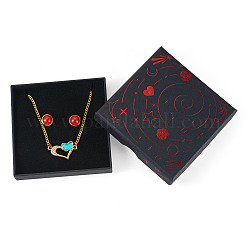 5 boîte d'emballage à bijoux en carton avec marquage à chaud (motif planète)&nbsp;CON-TA0001-44D