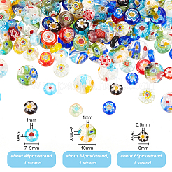 3 нити 3 стиля нити стеклянных бусин миллефиори ручной работы LAMP-OC0001-70