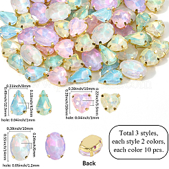 60 шт. 6 стиля пришивные стразы из цинкового сплава&nbsp;FIND-CY0001-07