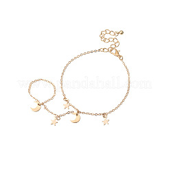 Bracelets mitaines en laiton avec breloque étoile et lune&nbsp;WG06E7F-01