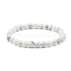 Set di braccialetti elastici con perline rotonde in howlite naturale e roccia lavica&nbsp;BJEW-JB06982-02