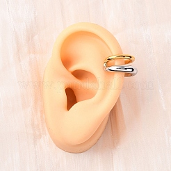 Двухслойные серьги-каффы из нержавеющей стали 304 в форме буквы С двухцветные&nbsp;EJEW-A131-04B-GP