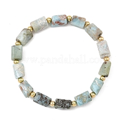 Bracelets extensibles en perles de larimar naturel facettées et colonnes&nbsp;BJEW-JB14495