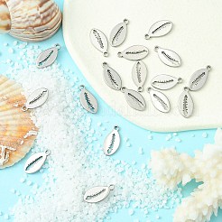 ステンレスペンダント201個  シェルチャーム  ステンレス鋼色  16.5x8x1.4mm  穴：1.8mm&nbsp;STAS-CJC0006-05