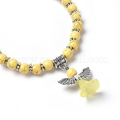 Окрашенные синтетические бирюзовые бусы эластичные браслеты BJEW-JB04222-05