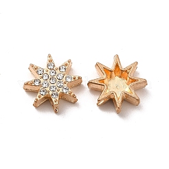 合金ラインストーンビーズ  輝く星  ゴールドカラー  クリスタル  13x12.5x4.5mm  穴：1.6mm&nbsp;PALLOY-B009-08G-01