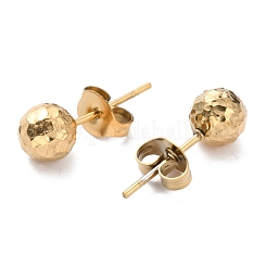 Ионное покрытие (ip) текстурированная круглая бусина 304 нержавеющая сталь серьги-гвоздики фурнитура X-EJEW-O104-01G-A