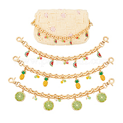 3 шт. 3 стиля сплав эмаль фрукты подвеска железная сумка декоративные цепочки&nbsp;HJEW-PH02185