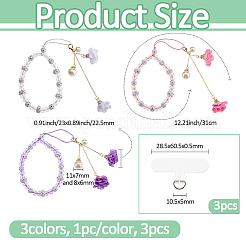 3шт. 3-х цветные стеклянные ремешки для мобильных телефонов HJEW-FH0001-79