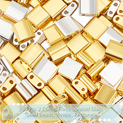 140 шт. 2-х цветные гальванизированные стеклянные бусины SEED-NB0002-04