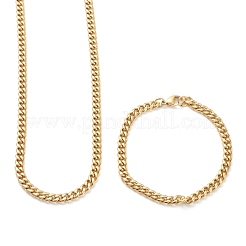 Ионное покрытие (ip) 304 нержавеющая сталь кубинские звенья цепи браслеты и ожерелья ювелирные наборы SJEW-B019-03A-G