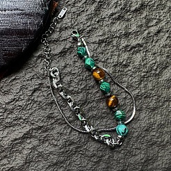 Браслеты из двухслойной цепочки из нержавеющей стали 201 (трос и змеевидная цепочка).&nbsp;FS-WG81892-01