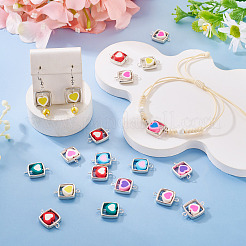 20 Stück Polymer Clay Herz & CCB Quadrat Rahmen Glieder Verbinder Charms&nbsp;CLAY-TADJ0001-09