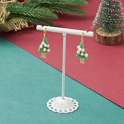 Pendientes colgantes de árbol de Navidad con cuentas de semillas de vidrio&nbsp;EJEW-JE05273