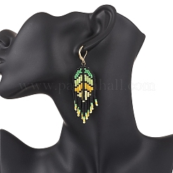 Серьги-подвески из стеклянных бусин ручной работы&nbsp;EJEW-MZ00561-02