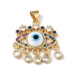 Pendentifs mauvais œil au chalumeau avec zircone cubique colorée&nbsp;ZIRC-L102-13G-09