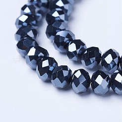 電気メッキガラスビーズセット  パール光沢メッキ  多面カット  ロンデル  ブラック  3.5~3.8x3mm  穴：0.4mm  約105~110個/連  29~31cm&nbsp;LS-EGLA-A044-P3mm-A18