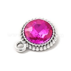 UVメッキ合金ガラスペンダント  プラチナ  フラットラウンドのチャーム  ミックスカラー  17.5x14x5.5mm  穴：2mm&nbsp;PALLOY-M209-02P