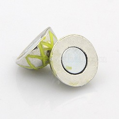 ラウンドプラチナメッキ合金エナメルマグネットクラスプ、ループ付き  ミックスカラー  17x12mm  穴：2mm&nbsp;ENAM-P109-M