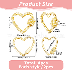 4 шт. латунные подвески-замки с винтовым карабином KK-HS0015-14