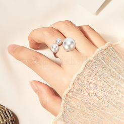 4 шт. 4 стиля пластиковое кольцо-манжета с имитацией жемчуга и бусинами RJEW-AN0001-18