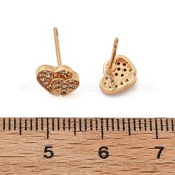 Женские серьги-гвоздики из латуни с микропаве и прозрачным кубическим цирконием&nbsp;EJEW-G428-25G-06