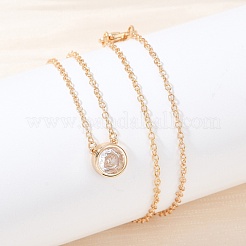 Женские ожерелья с подвеской из латуни и прозрачного кубического циркония&nbsp;NJEW-Z079-02G-04