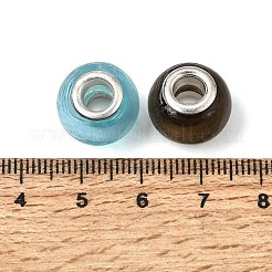 手作りの銀箔ガラスヨーロッパのビーズ  シルバーカラーメッキ真鍮コア付き  ロンデル  ミックスカラー  14x10mm  穴：5mm&nbsp;LPDL-R008-M