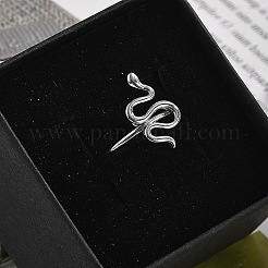 女性用スネーク 304 ステンレススチール オープンカフリング  ステンレス鋼色  ヘビ：10x16mm  内径: 調節可能&nbsp;RJEW-M049-02P