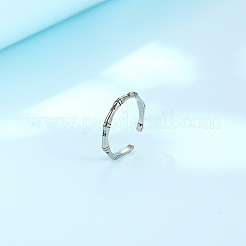 変色しない304ステンレススチール製フィンガーオープンカフリング  竹  ステンレス鋼色  usサイズ7（17.3mm）&nbsp;IS0697-2