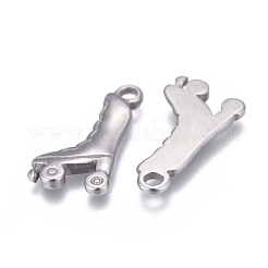 変色しない304ステンレススチールペンダント  レーザー切断  ローラースケート  ステンレス鋼色  20x11x2mm  穴：2mm&nbsp;STAS-F249-11P