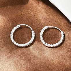 Фактурные серьги-кольца из латуни EJEW-F378-03B-S