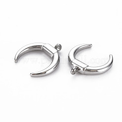 変色しない304ステンレススチールペンダント  ダブルホーンペンダント  カドミウムフリー＆ニッケルフリー＆鉛フリー  三日月  ステンレス鋼色  17.5x16x3.5mm  穴：1.6mm&nbsp;STAS-N097-100P-NR
