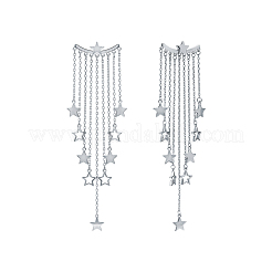 S925 серьги-гвоздики в форме звезды из стерлингового серебра с кисточками LN1898