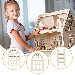 12 шт. 3 стиля деревянных мини-лестниц и окон WOOD-FH0002-05