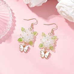 Pendientes colgantes de flor y mariposa de acero inoxidable 304&nbsp;EJEW-MZ00455-02