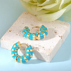 Толстые серьги-кольца в полоску с эмалью&nbsp;JE1110B