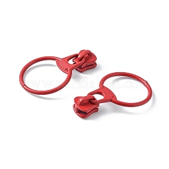 合金ジッパー  レジンプラー付き  ラウンド  カドミウムフリー＆鉛フリー  クリムゾン  37mm  リング：31.5x23.5x1.5mm  ジッパープラー：10.5x9x7.5mm&nbsp;PALLOY-WH0079-16D-RS