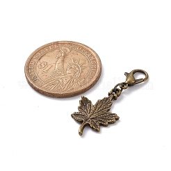カエデの葉の合金のペンダントの装飾セット  合金カニカンチャーム  クリップオンチャーム  キーホルダー用  財布  バックパック飾り  ミックスカラー  35mm  5個/セット&nbsp;HJEW-JM00819