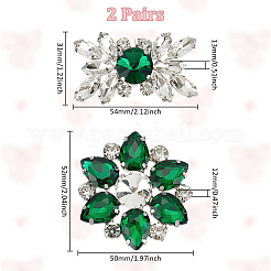 4 шт. 2 стиля украшения для обуви из латунных страз в виде цветка&nbsp;AJEW-WR0002-42A