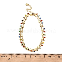 Двухслойные браслеты на ногу из богемской латуни и цветного стекла&nbsp;LS-AJEW-Z046-04G