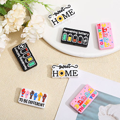 16 шт. 4 стиля прямоугольник с надписью пищевой силиконовый фокус бусины SIL-CA0004-44