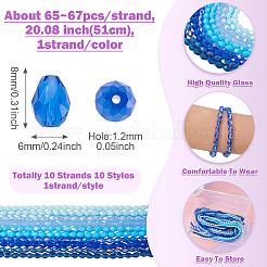10 hilos 10 colores hilos de cuentas de vidrio transparente&nbsp;EGLA-TA0013-24C