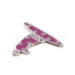合金ラインストーンペンダント  ダークオーキッドエナメル付き  魔女の帽子のチャーム  プラチナ  22x27x1.5mm  穴：1.5mm&nbsp;ENAM-M055-24P