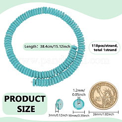 1 нить синтетических бирюзовых бусин G-FG0001-15