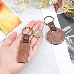 6шт брелок из искусственной кожи и орехового дерева в 2 стилях&nbsp;KEYC-NB0001-47