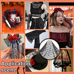 Polyester-Spitzenstoff mit Halloween-Motiv&nbsp;DIY-WH0699-75B-1