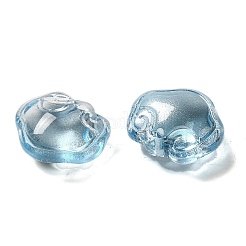 クリアガラスペンダント  長寿ロックチャーム  ライトスカイブルー  14x16x7mm  穴：1.2mm&nbsp;GLAA-D025-08I