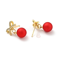 Fiocco di zirconi chiari con orecchini pendenti con perle di plastica&nbsp;EJEW-G282-07G-02