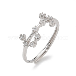 Созвездия родиевое покрытие 925 стерлинговое серебро микропаве прозрачные кубические цирконии регулируемые кольца для женщин RJEW-P130-01P-K